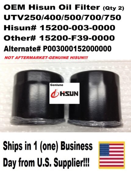 Oil Filter – 15200-003-0000 / 15200-F12-0000 – fits Hisun UTV 400/500/700 – 2 Pack – OEM Hisun