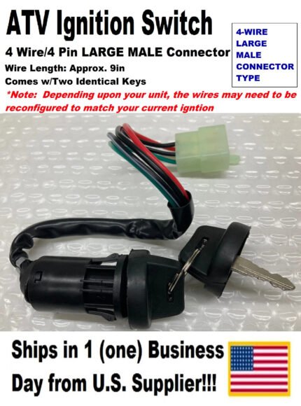 ATV Ignition – 4 Wire 4 Pin – Large Type Male Connector – Fits Various Models