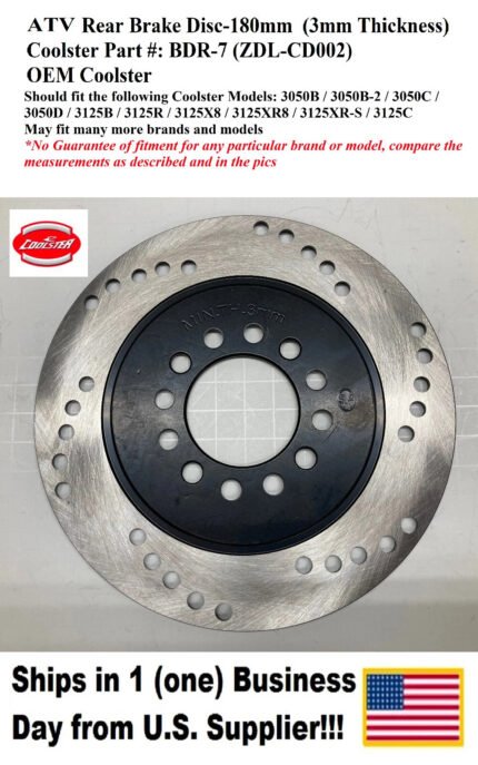 ATV Rear Brake Disc – 180mm – Fits Many Coolster Models and More – BDR-7 / ZDL-CF002