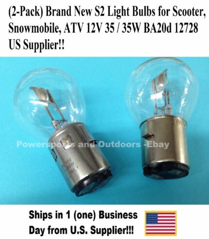 Light Bulbs – S2 – fits Scooter/Snowmobile/ATV – 12V35/35W BA20 – 2 pk