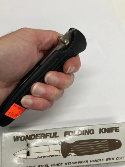 Folding Knife – Large Black – Combo Blade – Thumb Switch – Pocket Clip – JY-8007