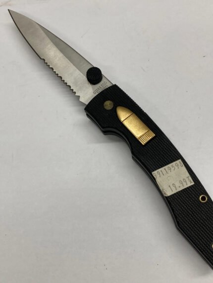 Folding Knife – Gold Bullet – Side Locking – Combo Edge – Pocket Clip – Thumb Dial