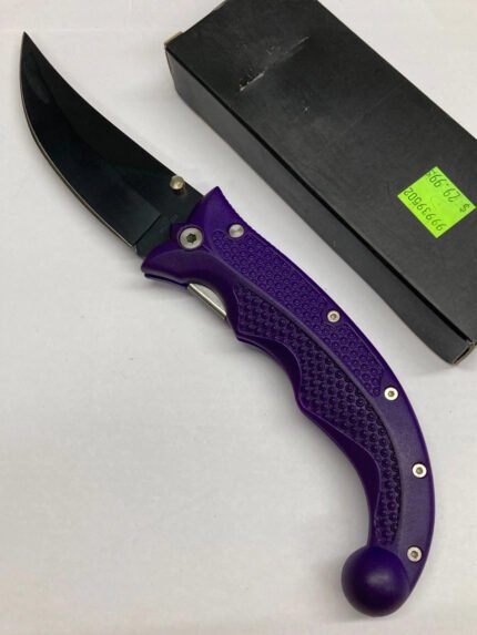 Folding Knife – Large Purple – Plain Blade – Thumb Switch – Pocket Clip – C-227P