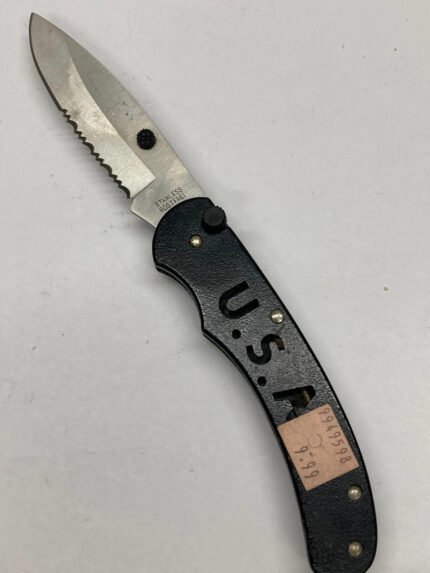 Black USA Folding Knife – Liner Lock Pocket Clip – No Box