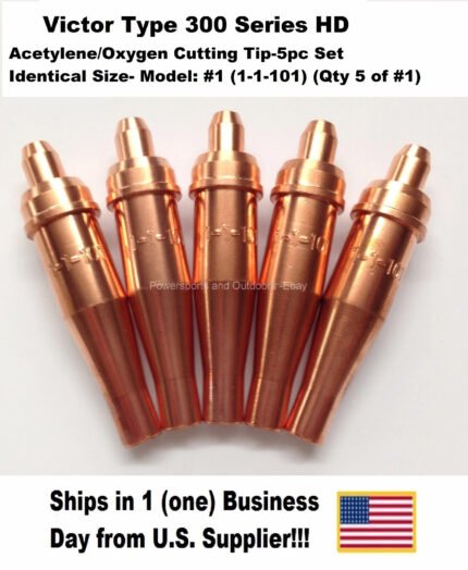 Cutting Torch Tips – Oxygen/Acetylene – Victor Type 300 Series – 1-101-1 – #1 – 5 Tip Pack