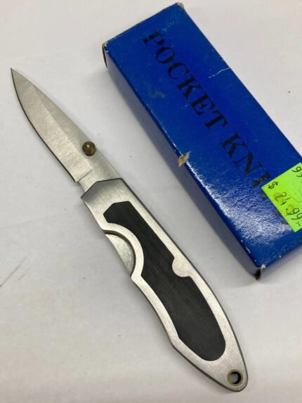 Folding Knife – Silver/Black – Plain Blade – Liner Lock – G-96