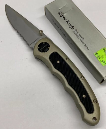 Folding Pocket Knife – Silver Adventurer – Combo Blade with Clip – C-985SB – Discounted