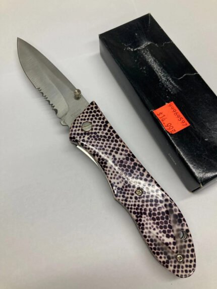 Folding Knife – Spotted Liner Lock Folder – Combo Blade – YK-33SL