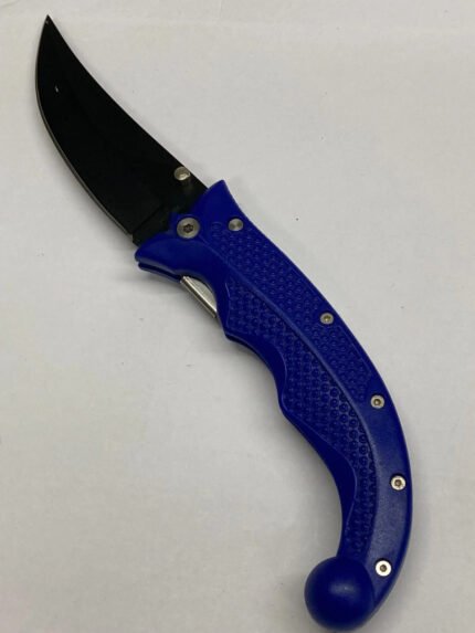 Folding Knife – Large Blue – Plain Blade – Thumb Switch – Clip – C-227BL – No Box