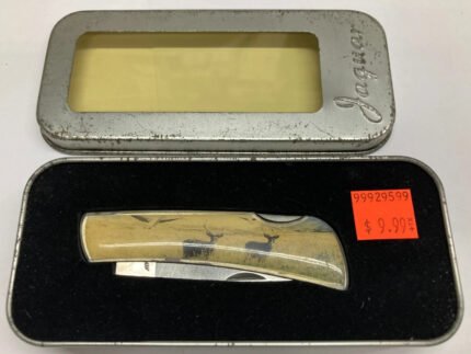 Jaquar Folding Pocket Knife – Two Deer Design – Tin Case – C-083DK2