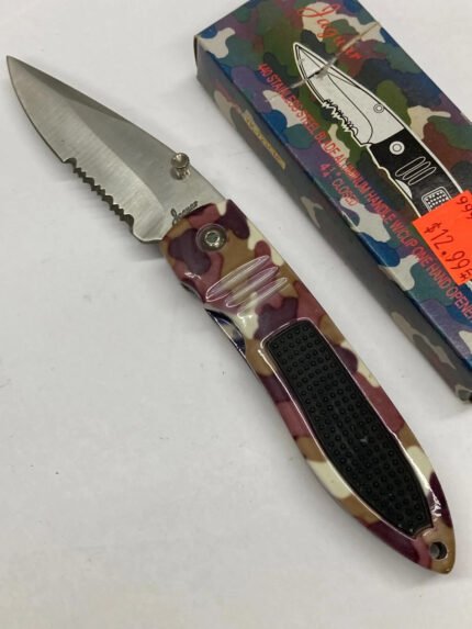 Folding Knife – Jaquar – Camo Combo Folder – Liner Lock – Pocket Clip – YK-723CMS