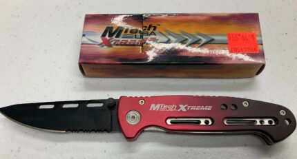 Folding Knife – M-Tech MX-8022R – Black – Combo Edge – Pocket Clip – Item# MX-8022R