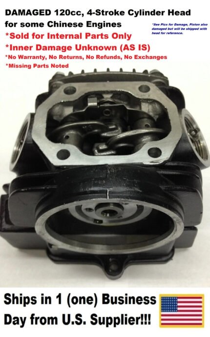 Cylinder Head – 120cc – fits Some Chinese 4-Stroke Engines – Damaged – For Parts